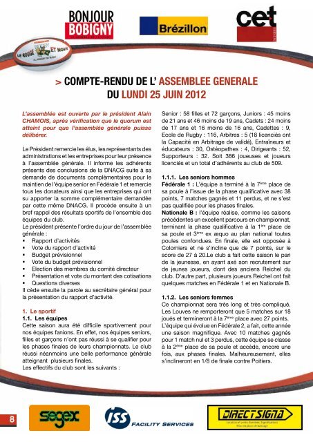 NÂ°286 l SEPTEMBRE 2012 - AC Bobigny 93 Rugby