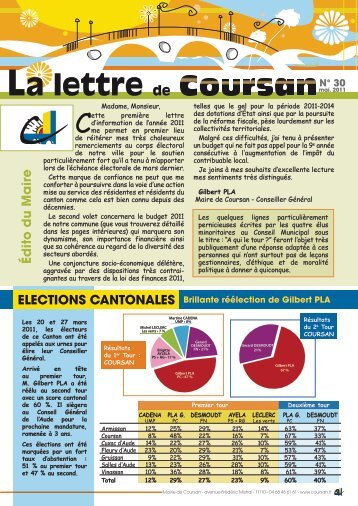 Ãd ito d u M a ire ELECTIONS CANTONALES - ville de Coursan