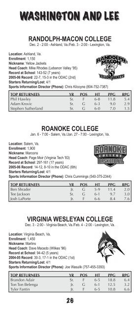 2006-07 Media Guide - Washington & Lee - Washington and Lee ...