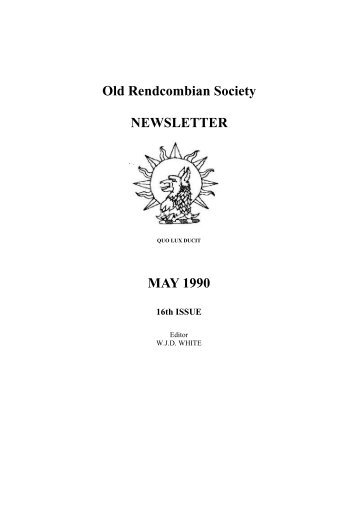 Old Rendcombian Newsletter 1990 - The Old Rendcombian