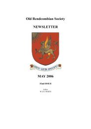 Old Rendcombian Newsletter 2006 - The Old Rendcombian