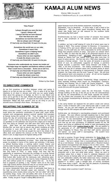 C:\wpdocs\ALUMNI\1996 Kamaji Alumnae News - Camp Kamaji