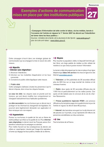 Exemples d'actions de communication - Eco-Parlement des jeunes