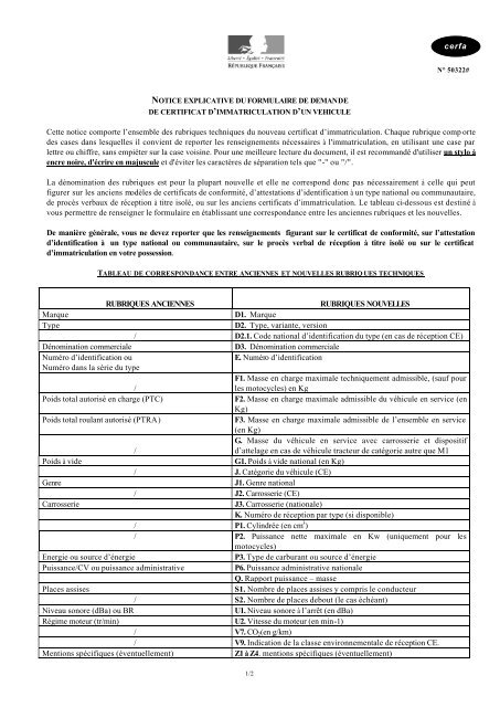 Notice D Aide Pour Le Certificat D Immatriculation