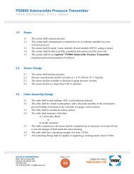 Typical Specifications (Pressure) - Instrumentation Northwest, Inc.