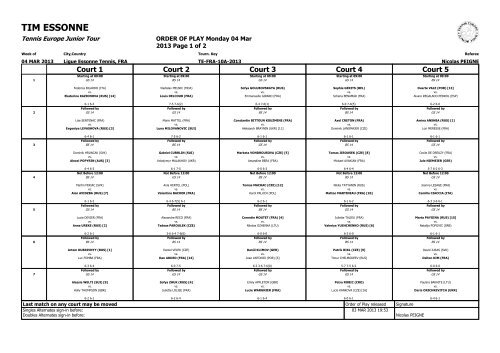 tim essonne - Tournoi.fft.fr