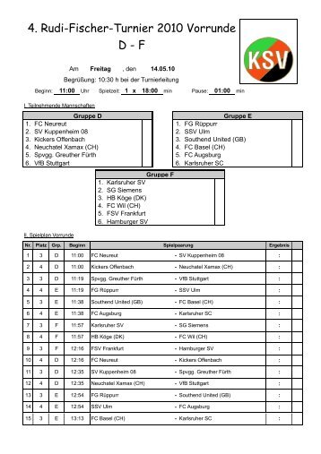 4. Rudi-Fischer-Turnier 2010 Vorrunde D - F - Karlsruher SV