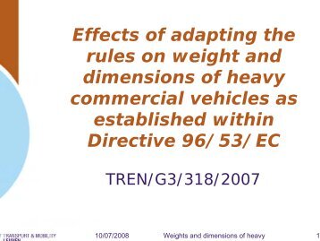 Stakeholder Meeting Weights and Dimensions v10072008 - CEDR