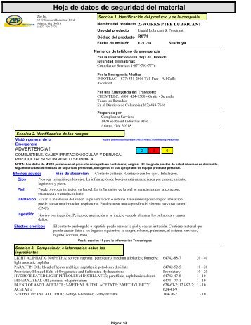 Hoja de datos de seguridad del material - Zep Professional