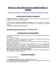 MODULE RECHERCHE DOCUMENTAIRE ET THESE