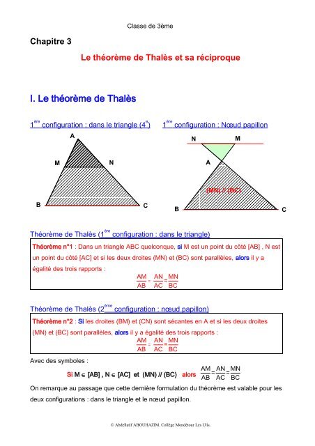 ThÃ©orÃ¨me de ThalÃ¨s et sa rÃ©ciproque ... - Logamaths.fr