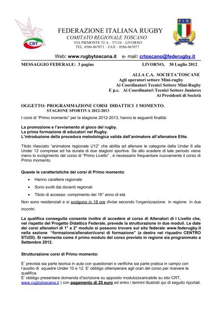 FEDERAZIONE ITALIANA RUGBY - Comitato Regionale Toscano ...