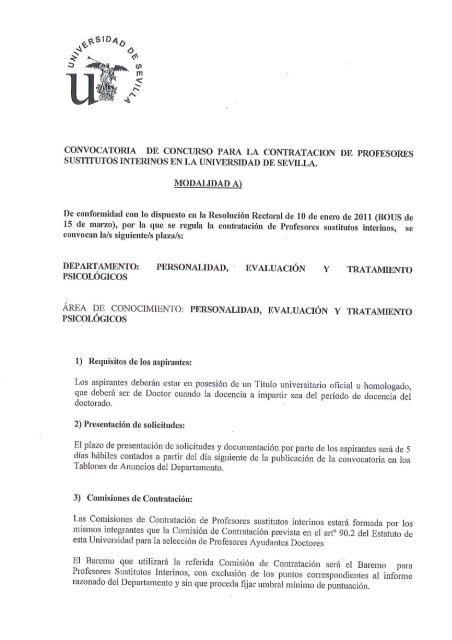 Departamento de Personalidad, EvaluaciÃ³n y Tratamiento PsicolÃ³gico