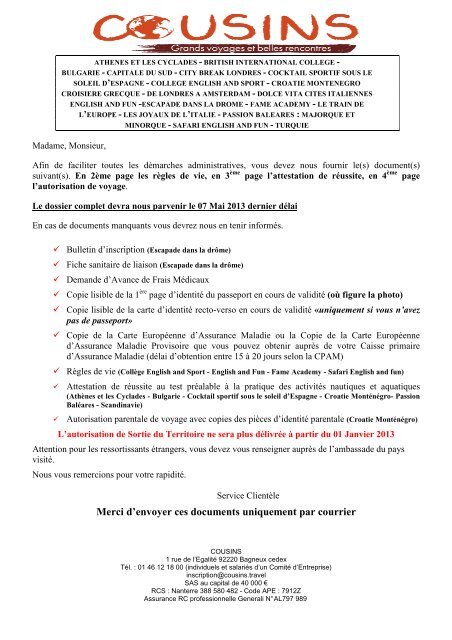 Sejours Europe Cousins