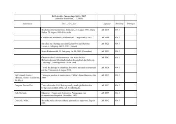 IAH-Archiv, NeuzugÃ¤nge 2003 â€“ 2005 - Internationale ...