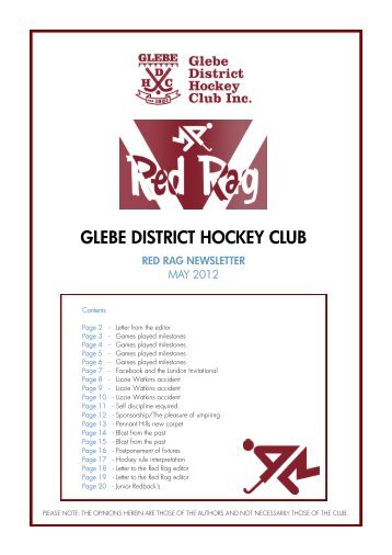 GDHC Red Rag - May 2012 - Glebe District Hockey Club