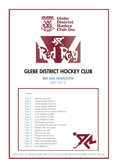 GDHC Red Rag - May 2012 - Glebe District Hockey Club