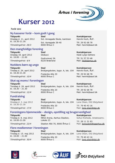 kursuskataloget (pdf) - IdrÃ¦tssamvirket Ãrhus