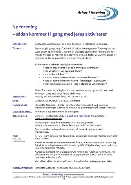 kursuskataloget (pdf) - IdrÃ¦tssamvirket Ãrhus