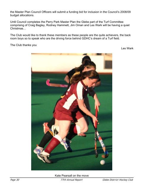 Annual Report 2007 - Glebe District Hockey Club
