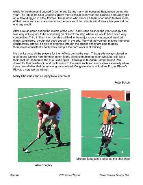 Annual Report 2007 - Glebe District Hockey Club