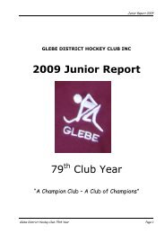 GDHC Junior Report 2009 - Glebe District Hockey Club