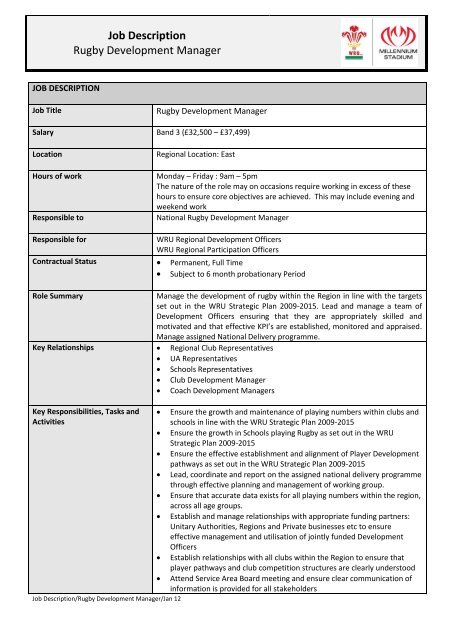 Rugby club secretary job description