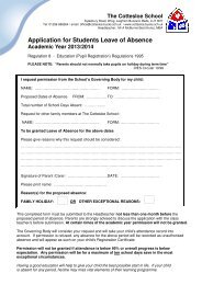 Application for Students Leave of Absence - The Cottesloe School