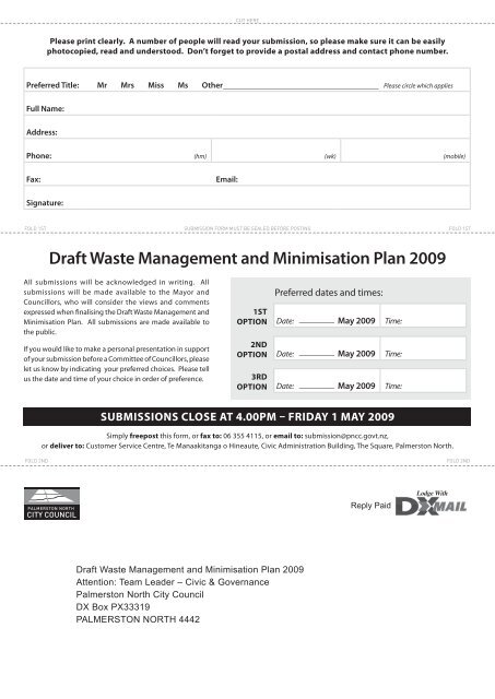 Draft Waste Minimisation Plan - Palmerston North City Council