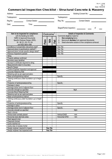 Commercial Inspection Checklist â Structural Concrete & Masonry ...