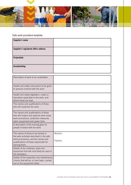 Guidance on occuPaTionaL HeaLTH and SaFeTY in GoVeRnMenT