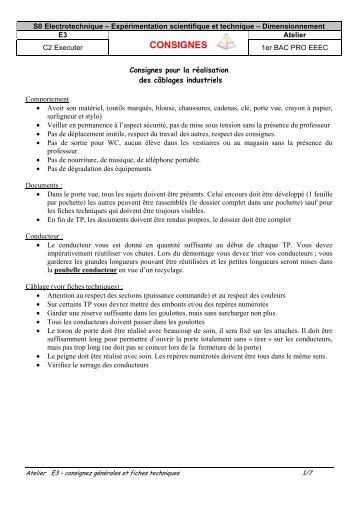 CONSIGNES - Bac Pro Eleec