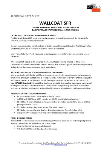 Thermoguard Wallcoat SFR Product Data Sheet - Promain