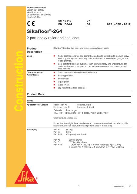 Sika Epoxy Colour Chart