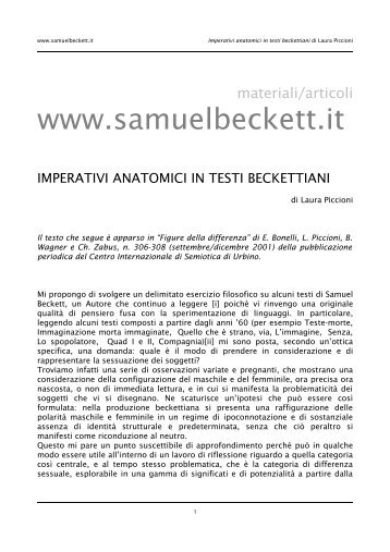 Imperativi anatomici in testi beckettiani - Samuel Beckett