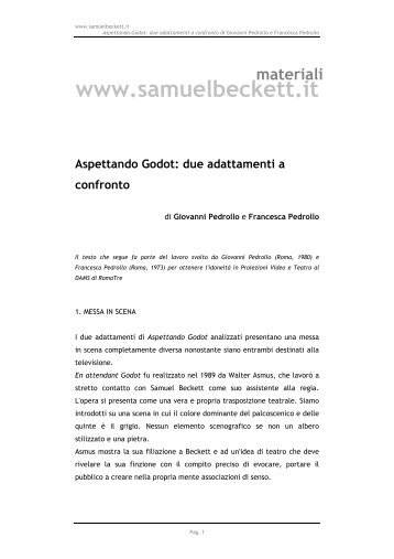 Aspettando Godot: due adattamenti a confronto - Samuel Beckett