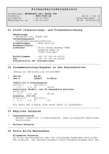 Sicherheitsdatenblatt