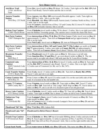 driving directions to our sites - St. Louis County