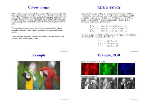 Colour images RGB to YCbCr Example Example, RGB