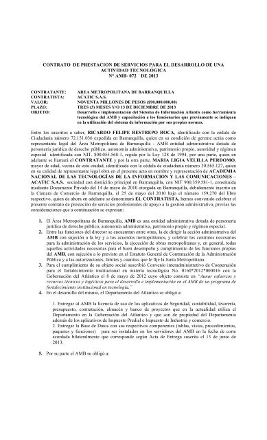 CONTRATO DE PRESTACION DE SERVICIOS PARA EL ...