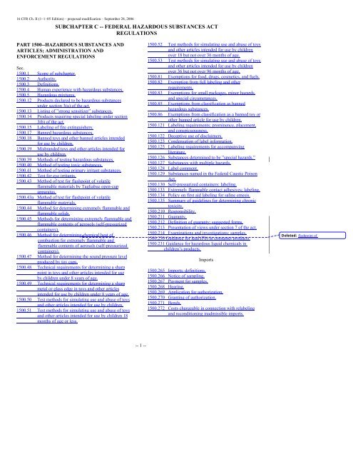 subchapter c -- federal hazardous substances act regulations