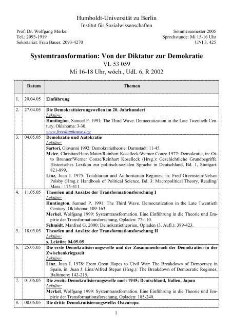 Systemtransformation Von Der Diktatur Zur Demokratie