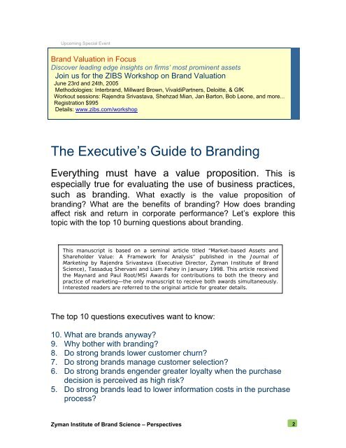 The Executive's Guide to Branding - Emory Marketing Institute