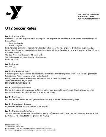 U12 Soccer Rules