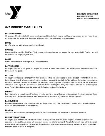 6-7 MODIFIED T-BALL RULES