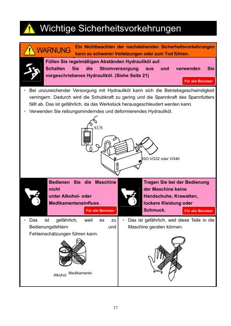 BETRIEBSANLEITUNG GEFAHR - Kitagawa Europe