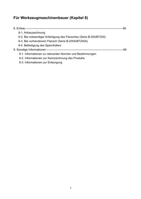 BETRIEBSANLEITUNG Typ B-200/BT200 - Kitagawa Europe