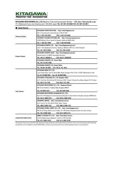 BETRIEBSANLEITUNG Typ B-200/BT200 - Kitagawa Europe