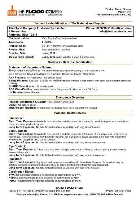 MSDS Floetrol