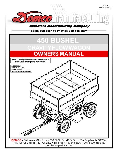 Demco Owner AG20020 - 450 Gravity Flow Wagon Owners ... - Demco Products
